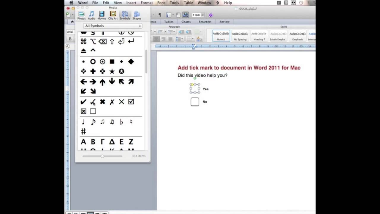 Microsoft Word 2011 Mac Making Checklist